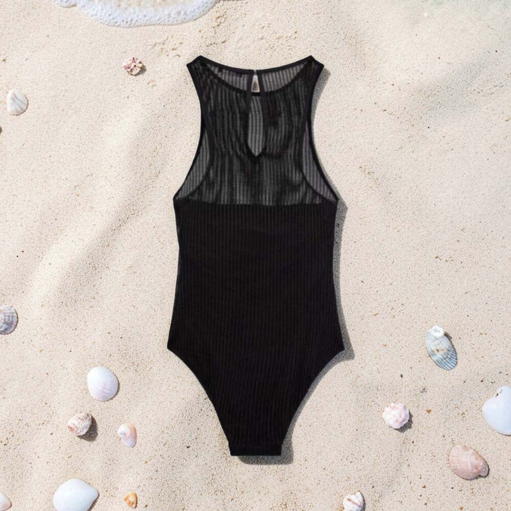 Zara Black Mesh Swimsuit - Size S - Bandeau Interior - Removable Cups